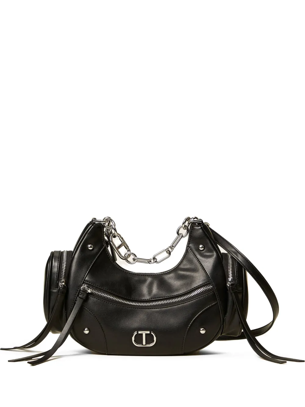 TWINSET chain-trimmed pocket-embellished shoulder bag | Black | Image 1