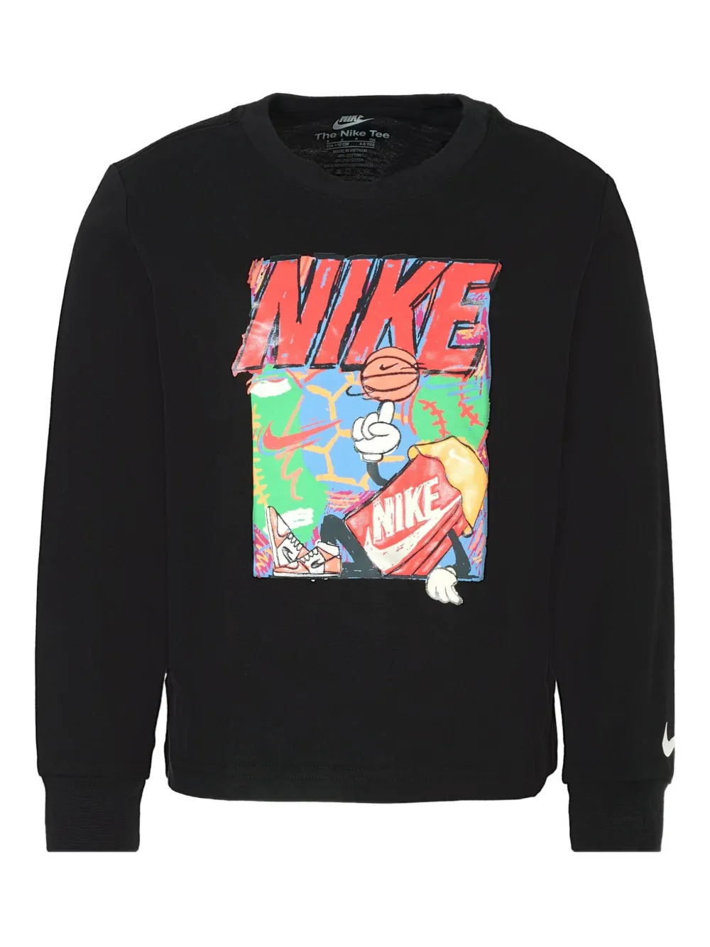 Nike Kids long-sleeve graphic-print T-shirt Zwart