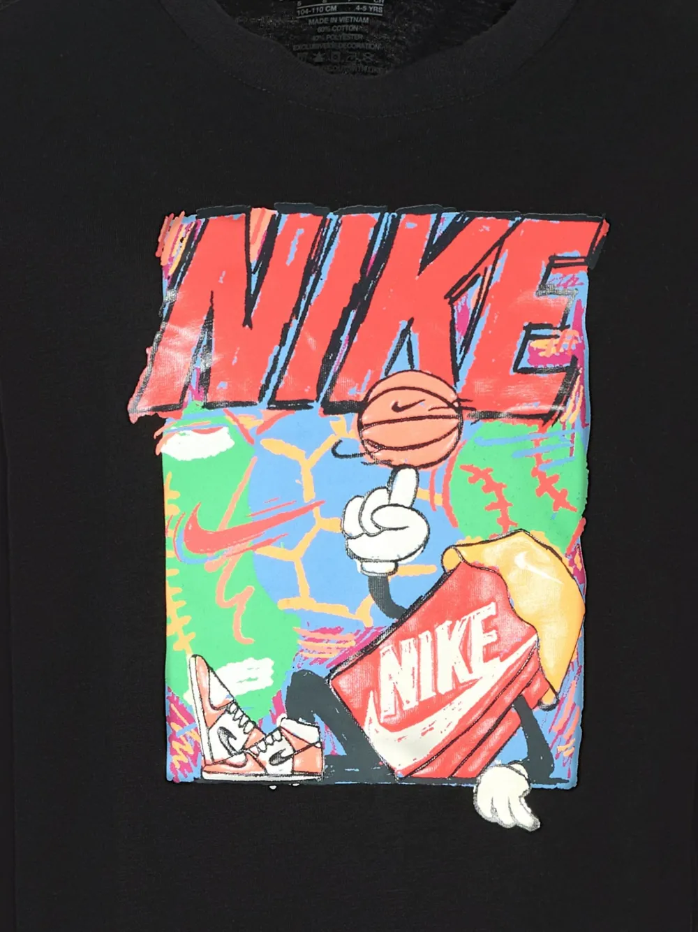Nike Kids long-sleeve graphic-print T-shirt Zwart