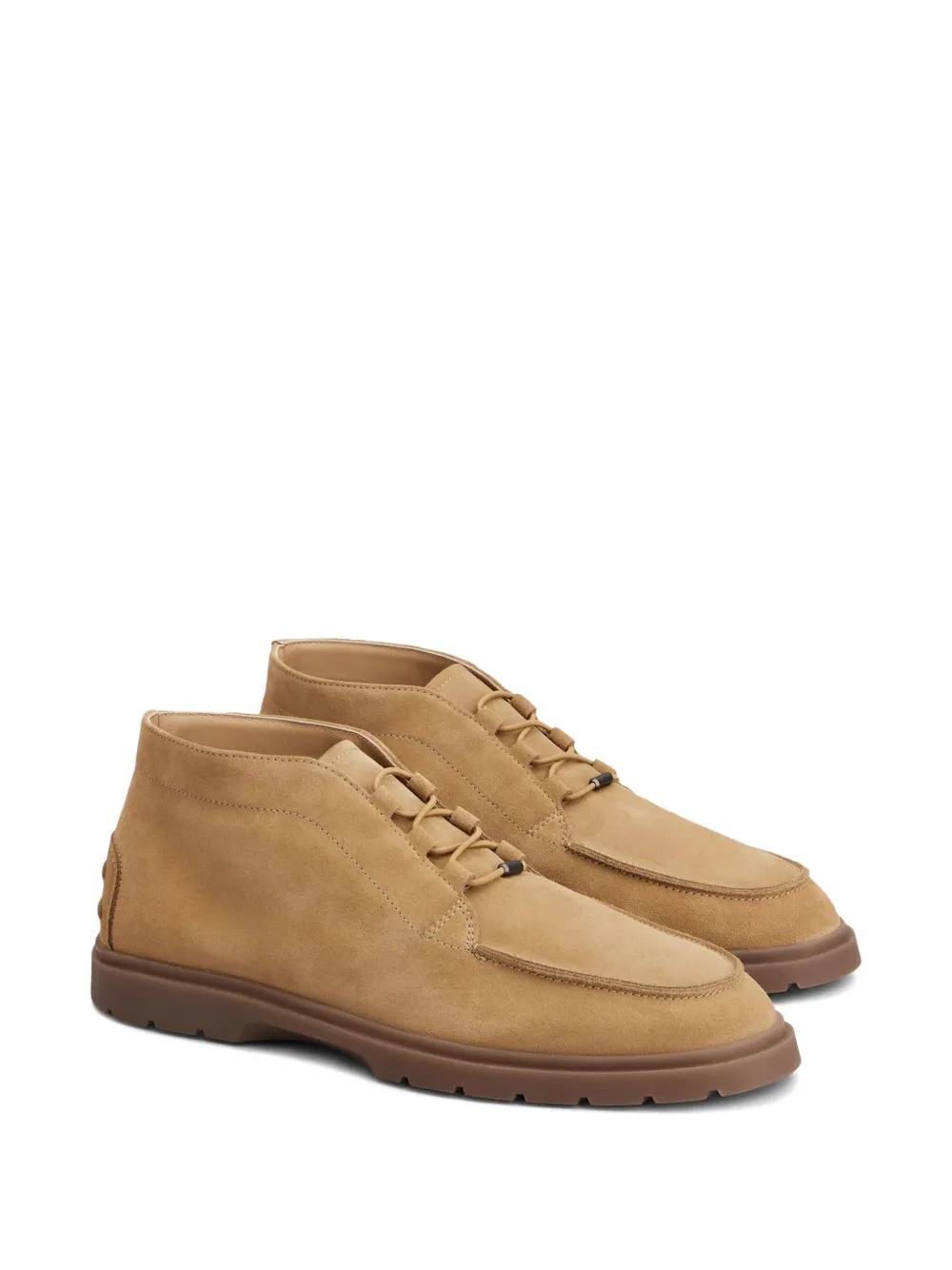 Tod's Suede Elastic-lace Desert Boots In Neutral