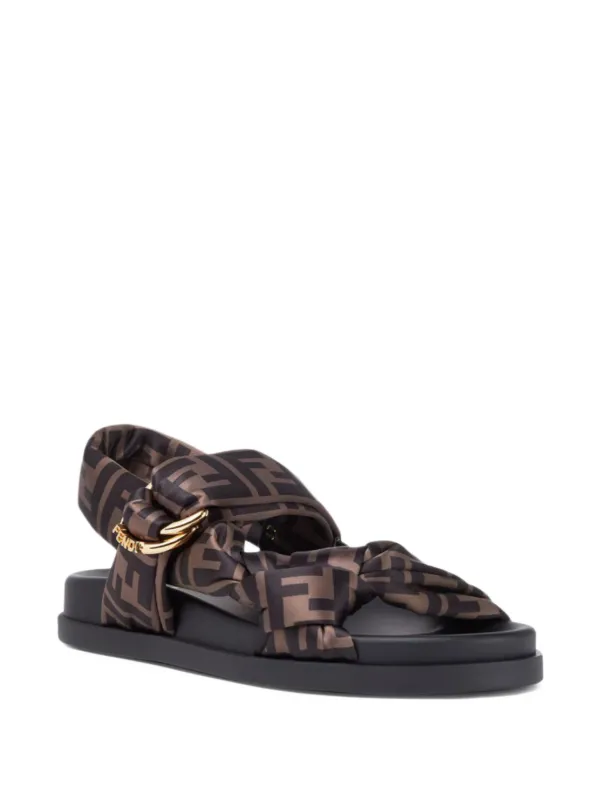 FENDI Feel FF Logo Sandals | Brown | FARFETCH
