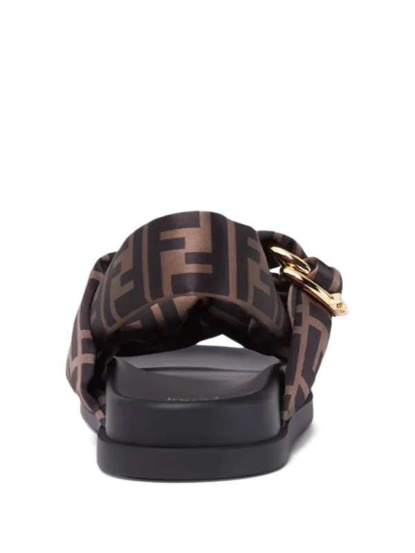 FENDI Feel FF Logo Sandals | Brown | FARFETCH