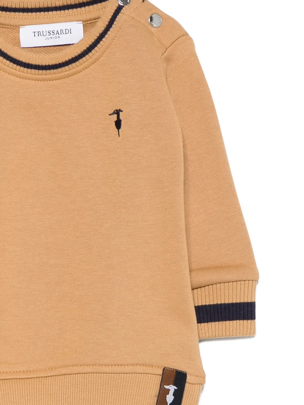 TRUSSARDI JUNIOR Sweater met geborduurd logo en geribbelde afwerking Beige