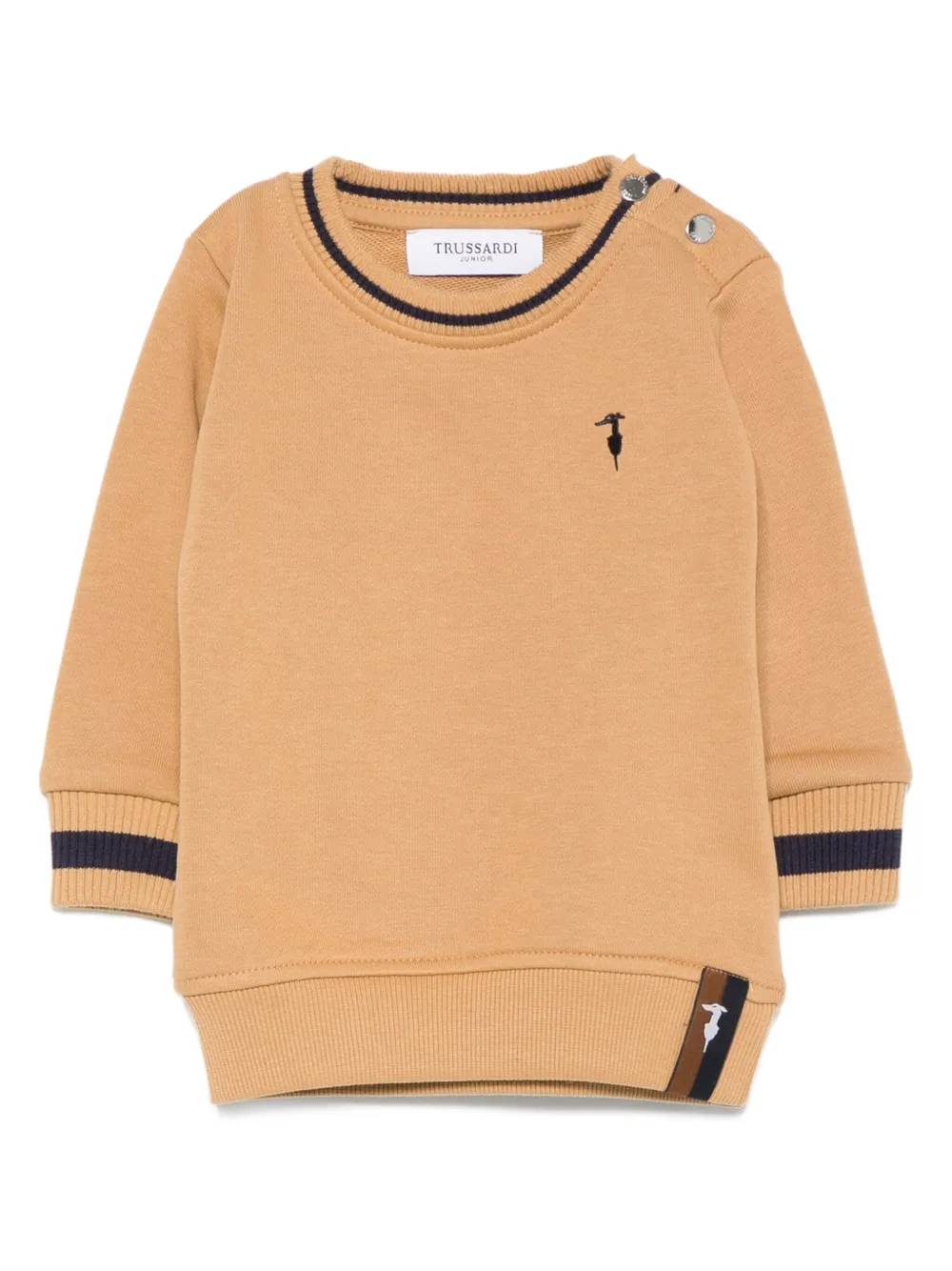 TRUSSARDI JUNIOR Sweater met geborduurd logo en geribbelde afwerking Beige