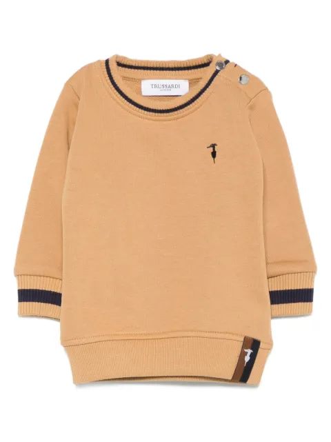 TRUSSARDI JUNIOR logo-embroidered ribbed-trim sweatshirt