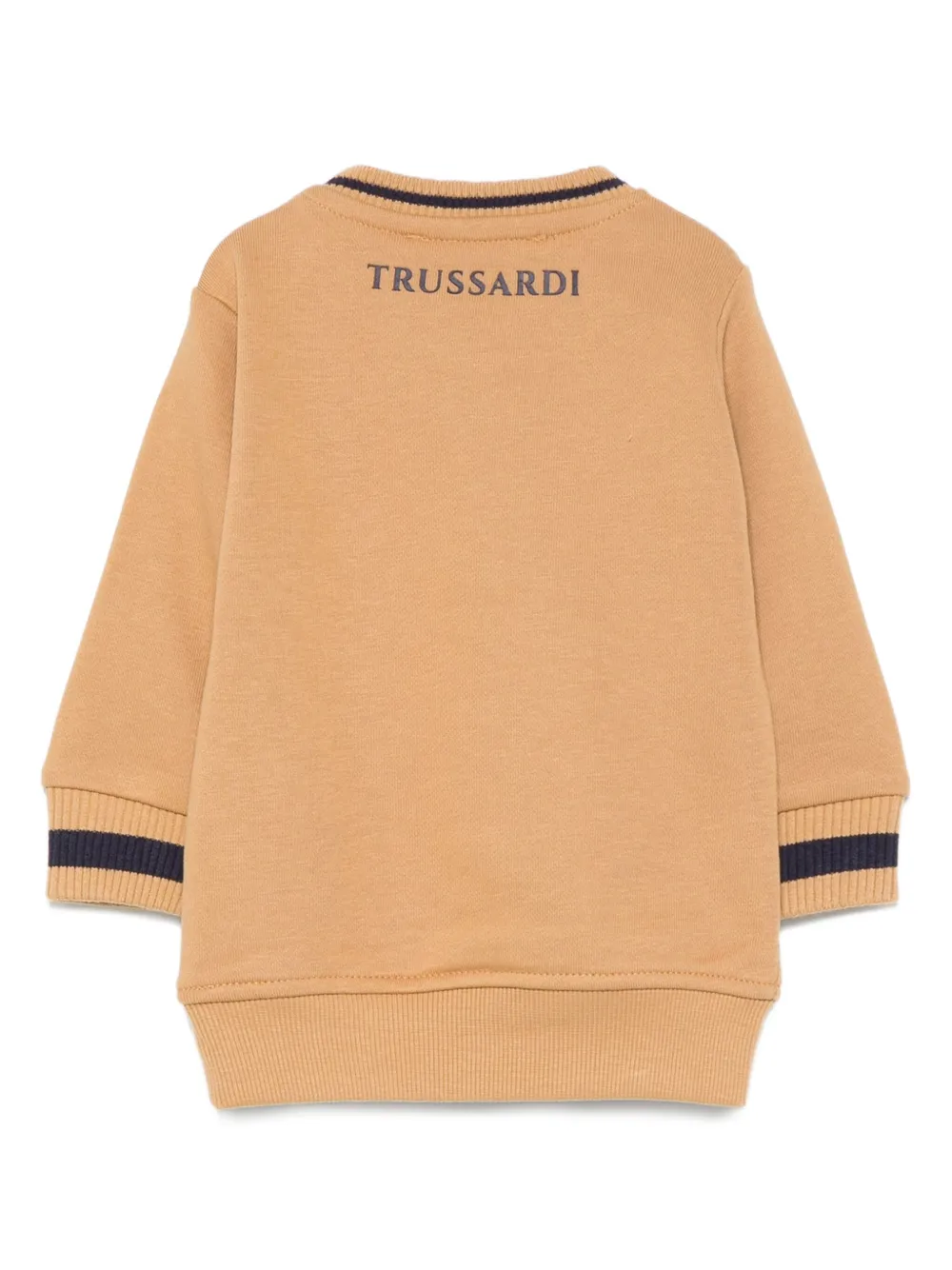 TRUSSARDI JUNIOR Sweater met geborduurd logo en geribbelde afwerking Beige