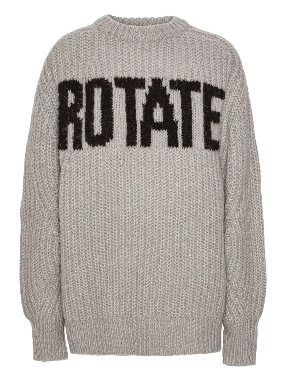 Rotate Birger Christensen Chunky Knit Crew Neck Sweater In Animal Print