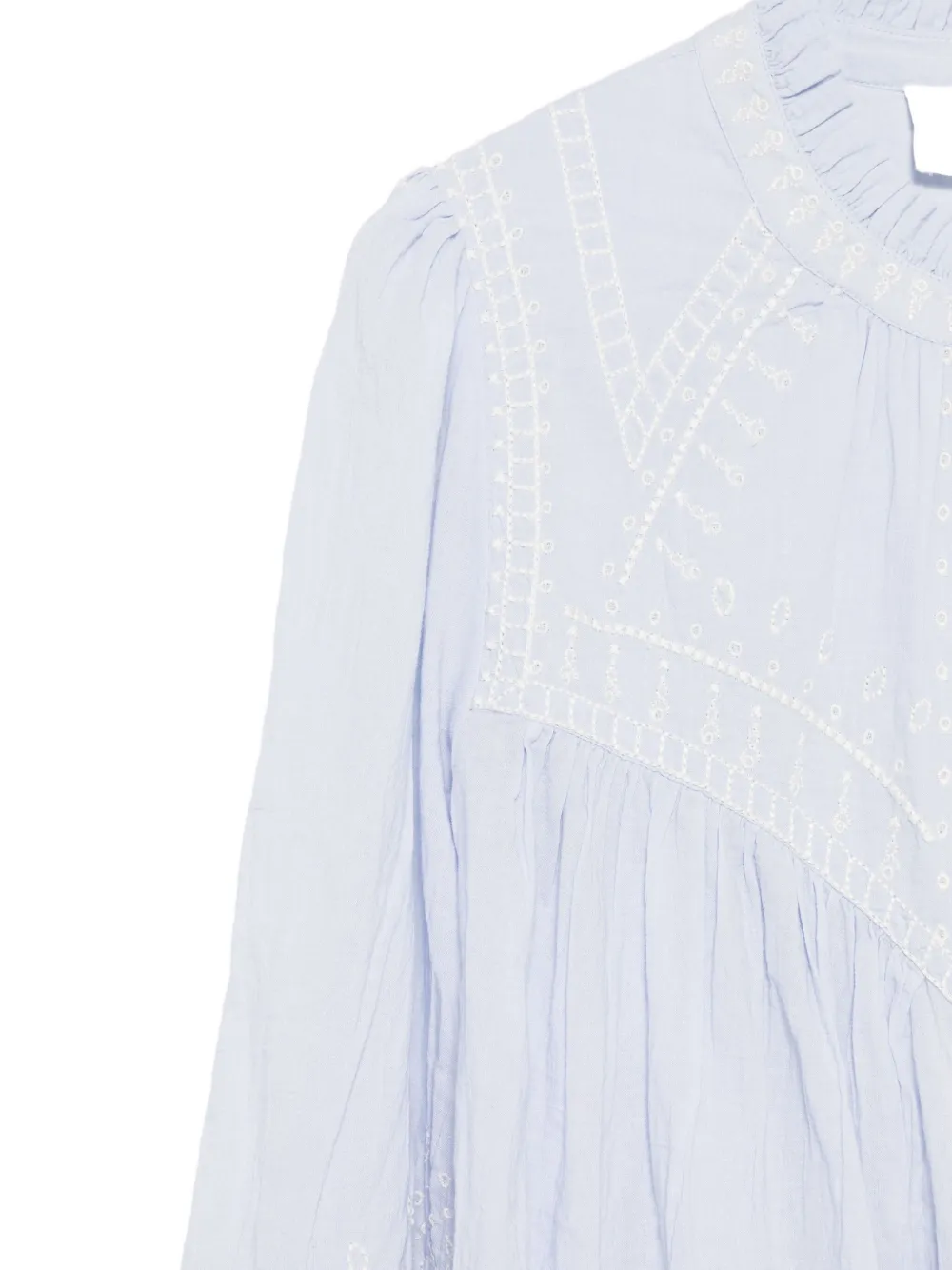 Ba&sh Jaky Embroidered Ruffled Blouse In Blue