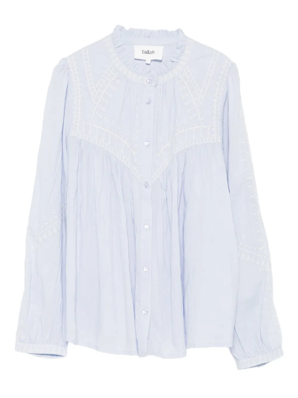 Ba&Sh Jaky blouse met borduurwerk en ruches Blauw