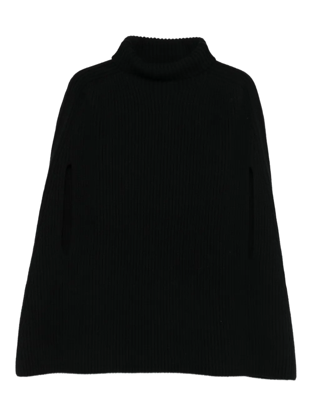 Jil Sander ribbed turtleneck cape | Black | Image 1