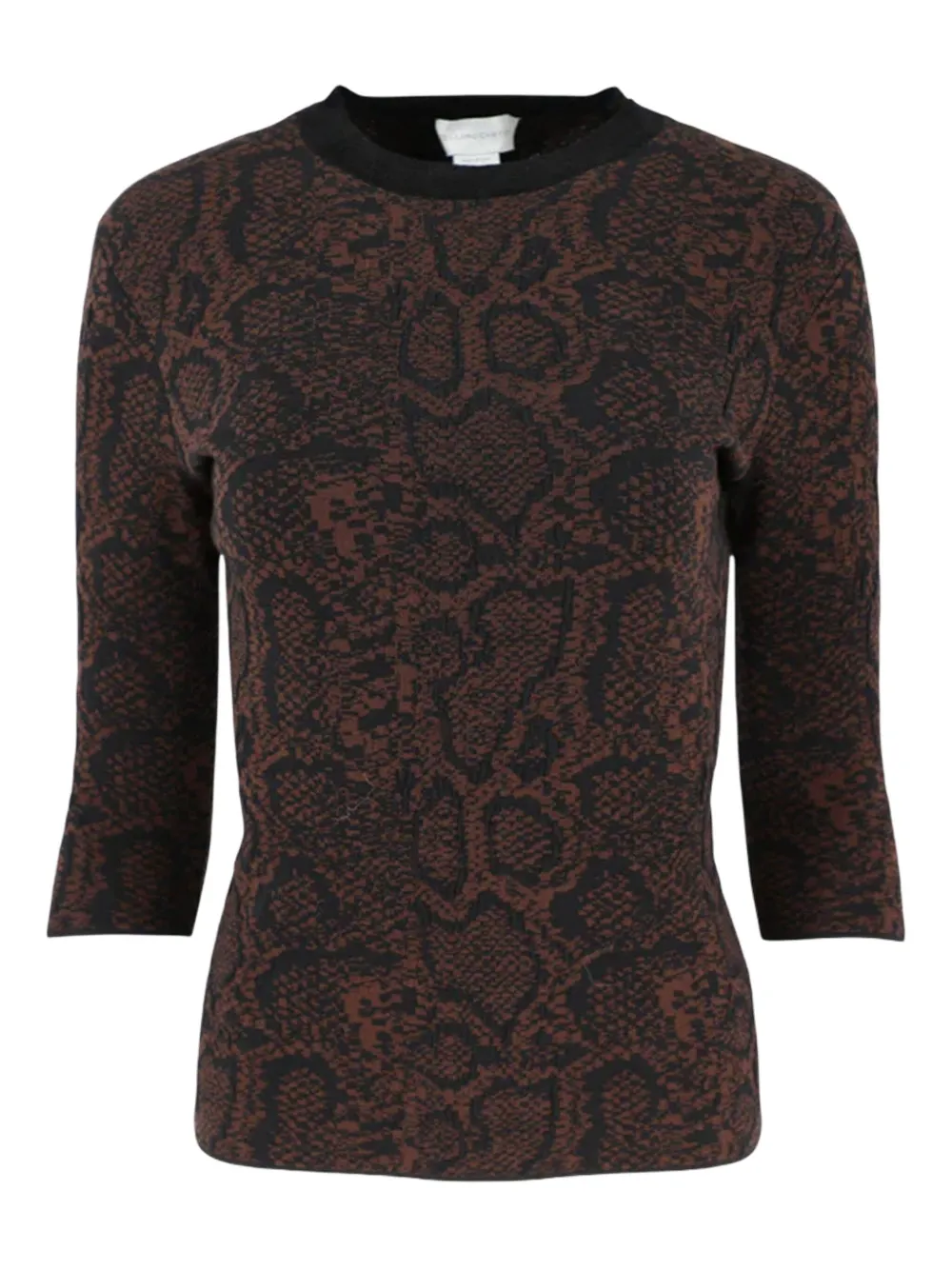 Stella Mccartney Textured Snake Jacquard Elbow-sleeve Top In Brown