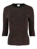Stella McCartney snake-print quarter-sleeve T-shirt - Brown