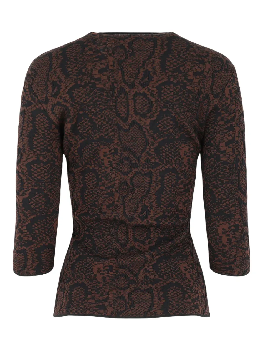 Stella Mccartney Textured Snake Jacquard Elbow-sleeve Top In Brown