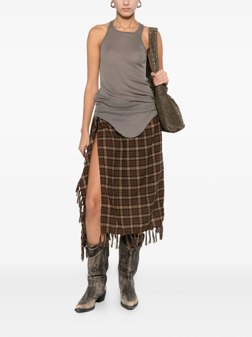 Rick Owens Asymmetric Tank Top In Brown