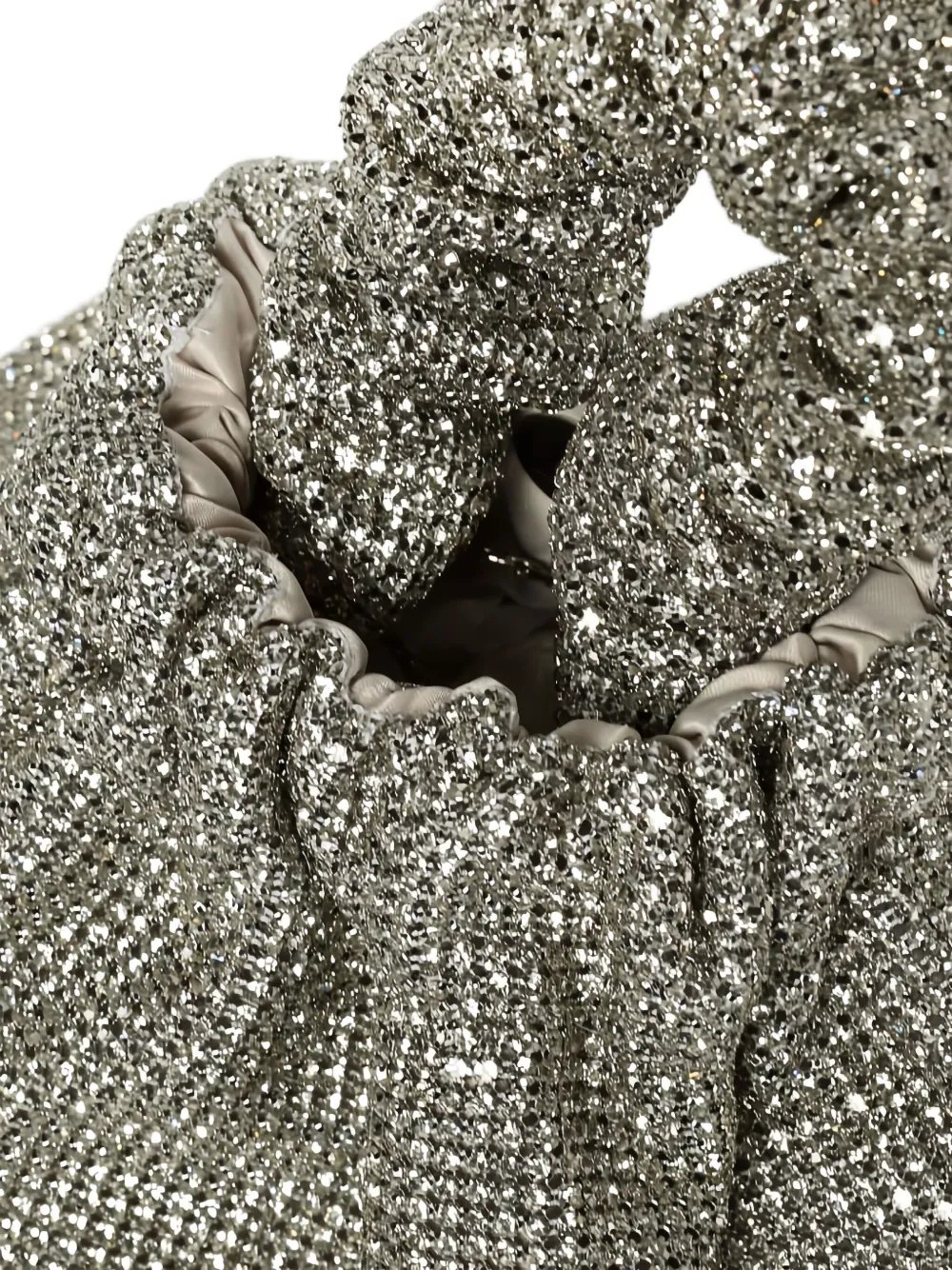  Twenty Fourhaitch Crystal-embellished Ruched-handle Shoulder Bag - Silver 