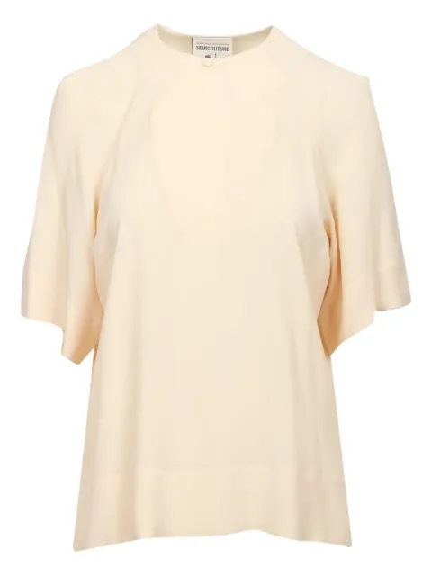 Semicouture keyhole-neckline short-sleeve top