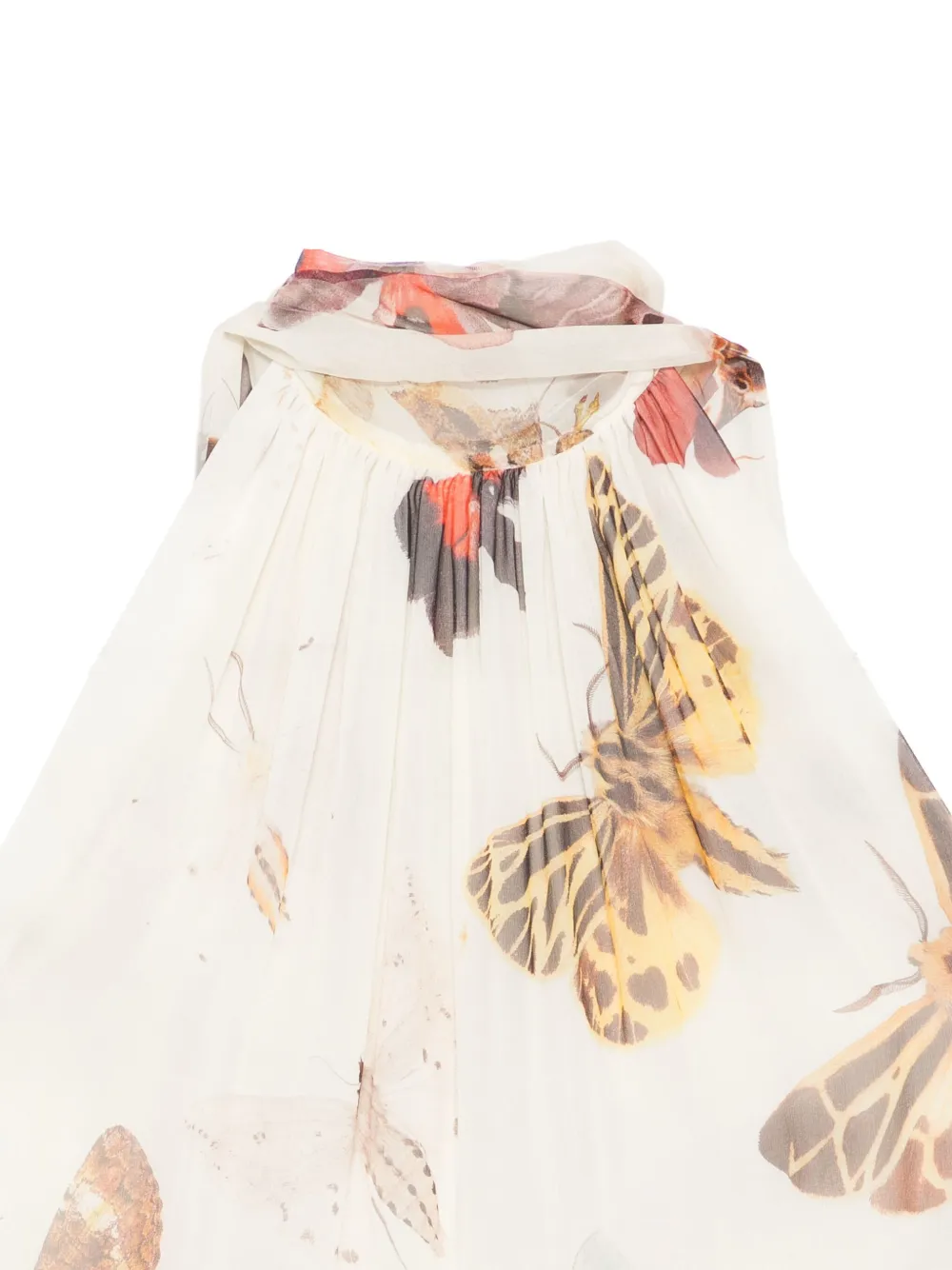 Pre-owned Alexander Mcqueen 2000s Butterfly-print Top In White