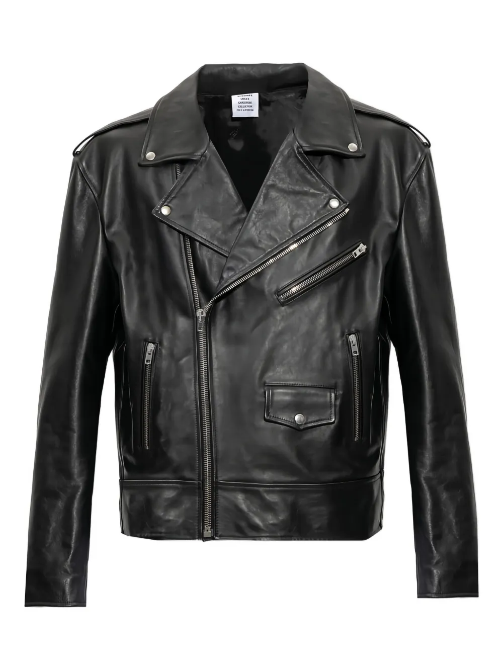 VETEMENTS zip-fastening leather jacket Zwart