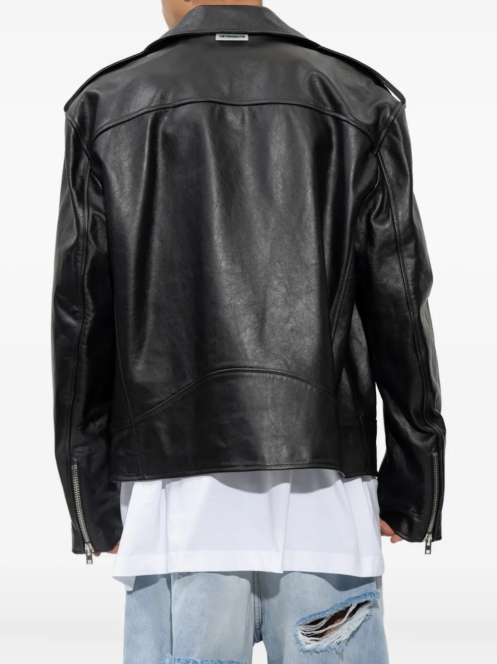 VETEMENTS zip-fastening leather jacket Zwart