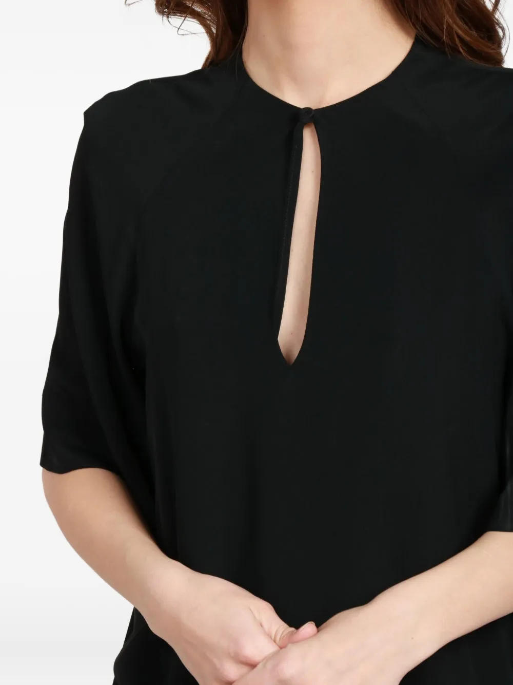 Semicouture Keyhole-neckline Top In Black