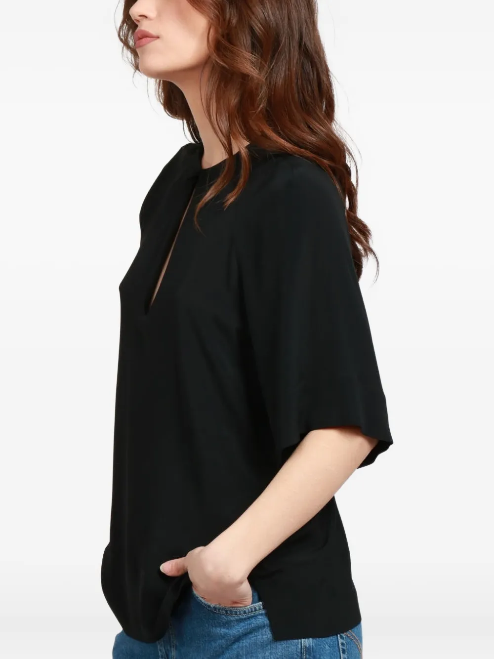 Semicouture Keyhole-neckline Top In Black