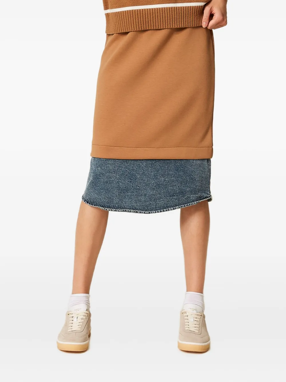 TWINSET falda midi con diseño de dos tonos | marrón | Image 1