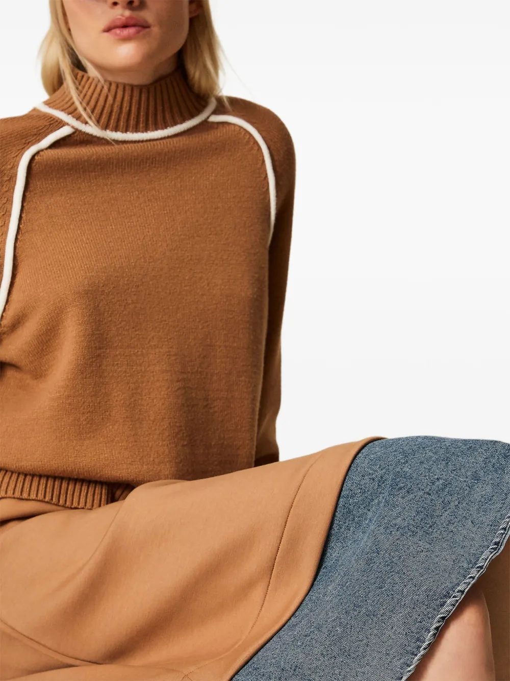 TWINSET Tweekleurige midi-rok Bruin