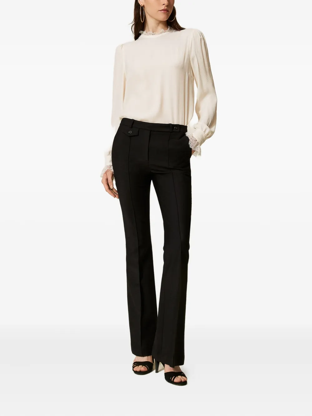 Twinset Lace-trim Blouse In Neutral