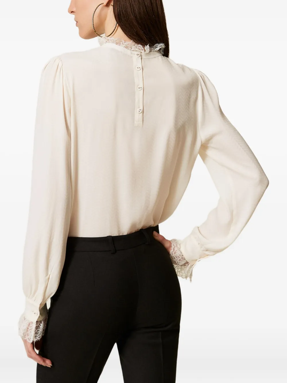 Twinset Lace-trim Blouse In Neutral