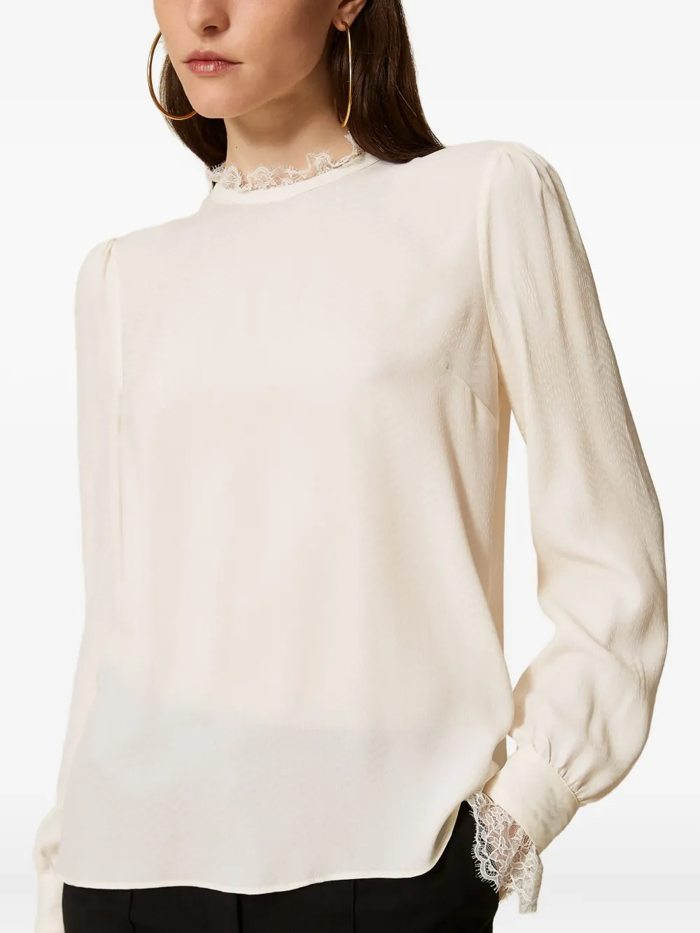 Twinset Lace-trim Blouse In Neutral