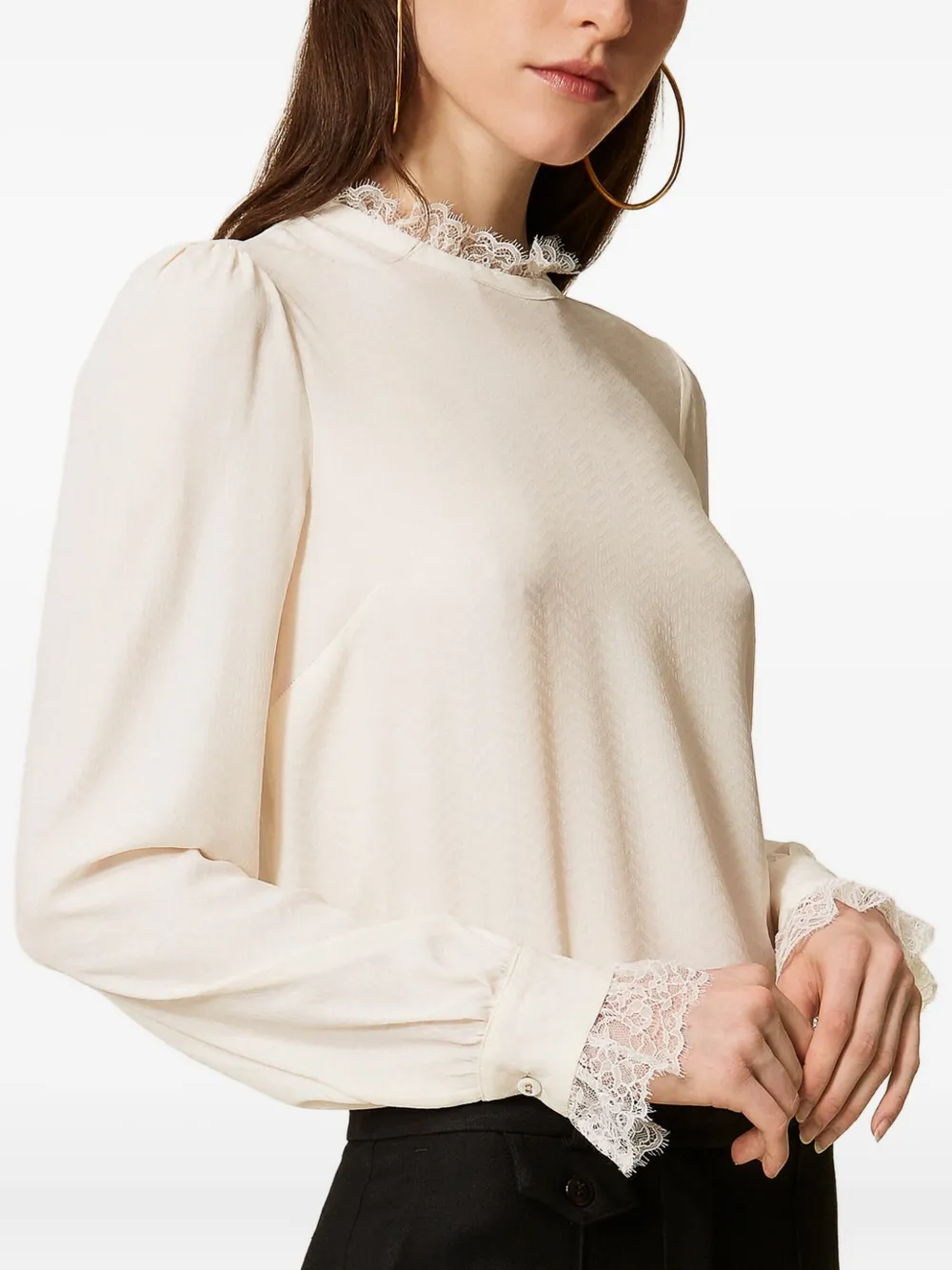 Twinset Lace-trim Blouse In Neutral