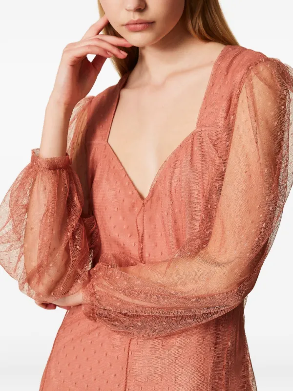 TWINSET Abito Corto Con Maniche a Palloncino Rosa FARFETCH IT