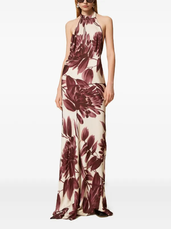 floral evening dresses uk A-line V-neck Cut Out Long Prom Dresses Backless Floral Formal Dress DTP837  – DressTok.co.uk main image 0