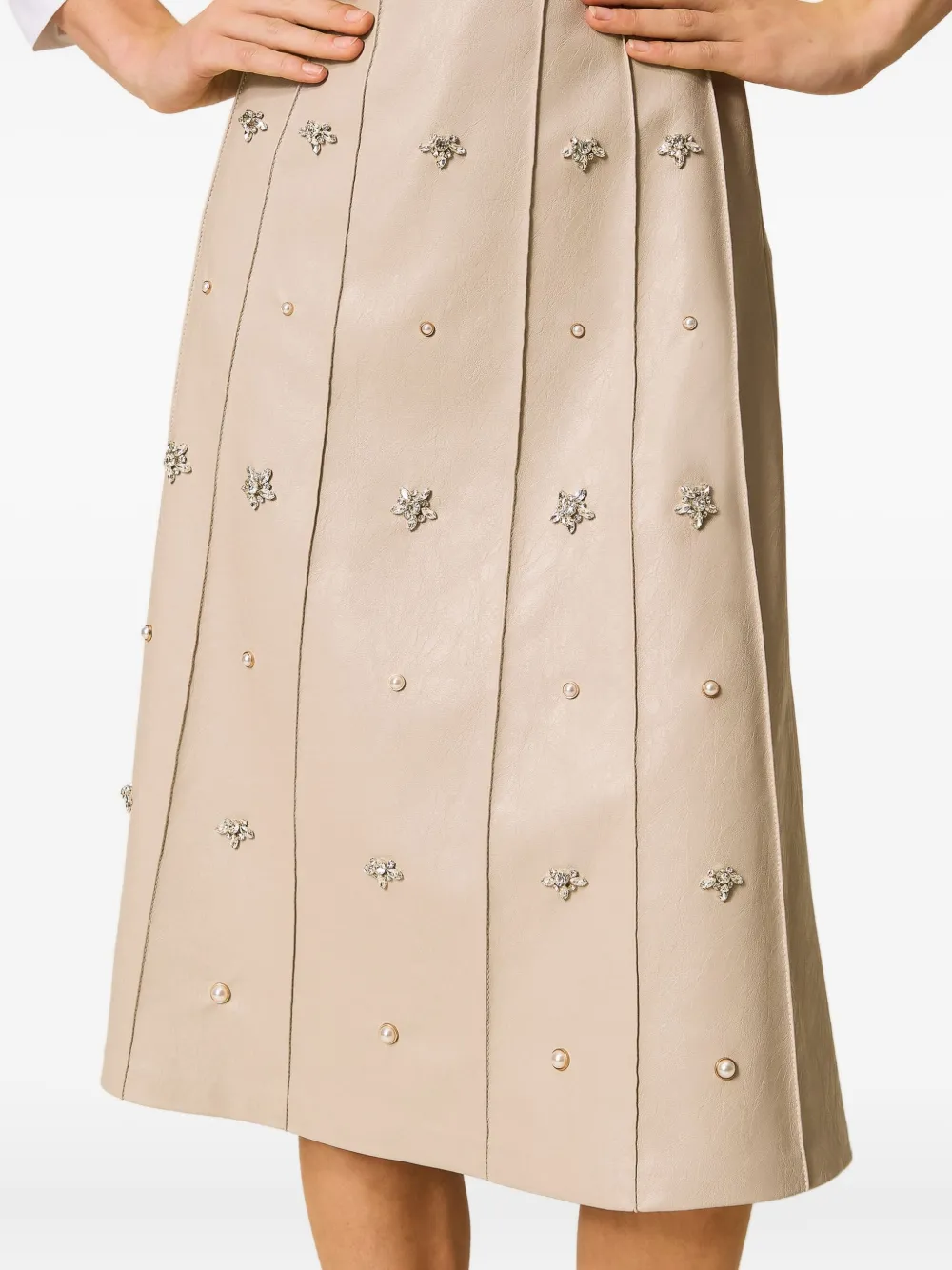 TWINSET Midi-rok verfraaid met kristallen Beige