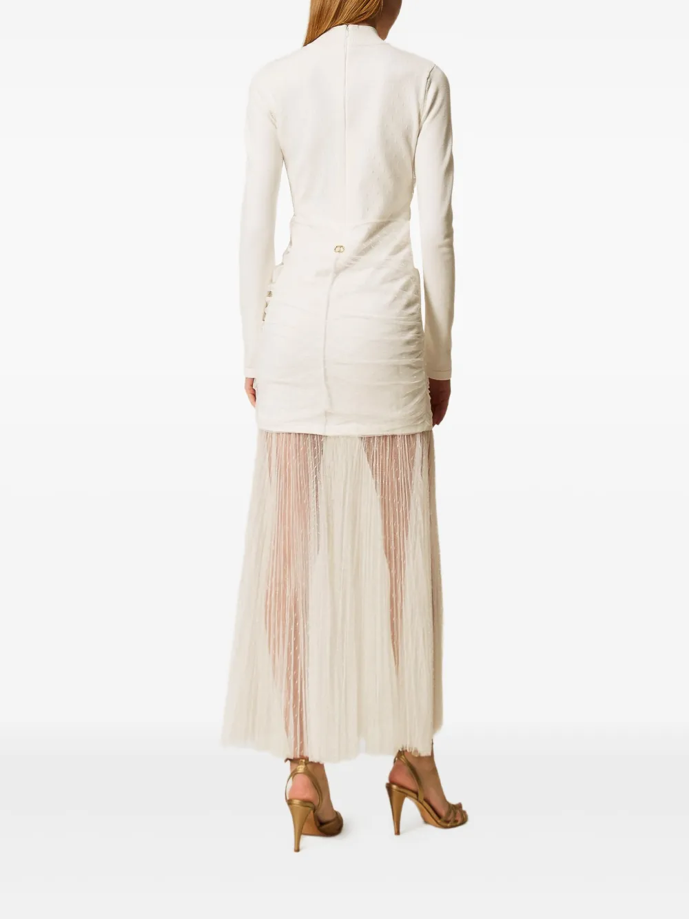 TWINSET Gebreide tulen maxi-jurk Wit