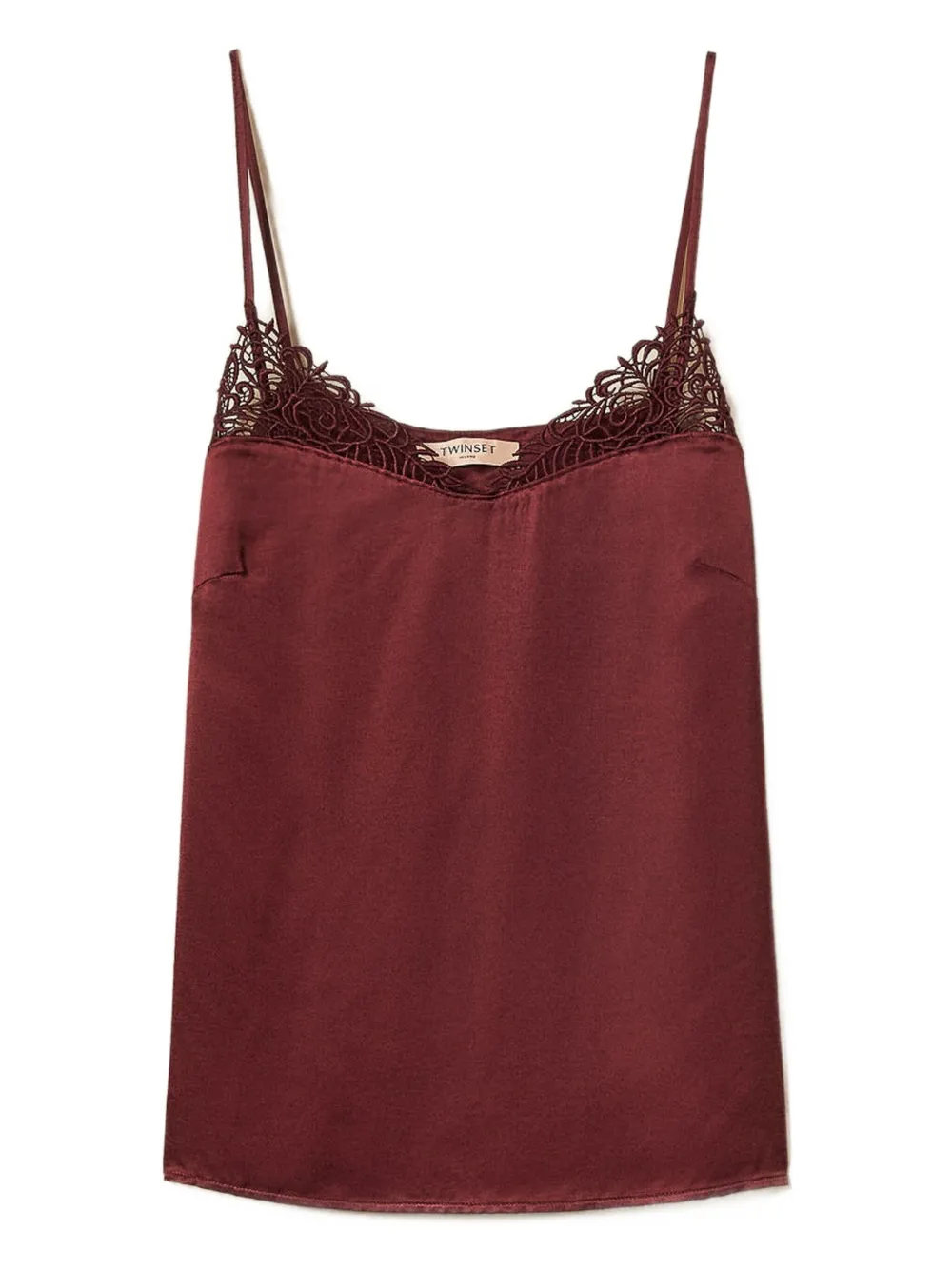 TWINSET Top met afwerking van kant Rood