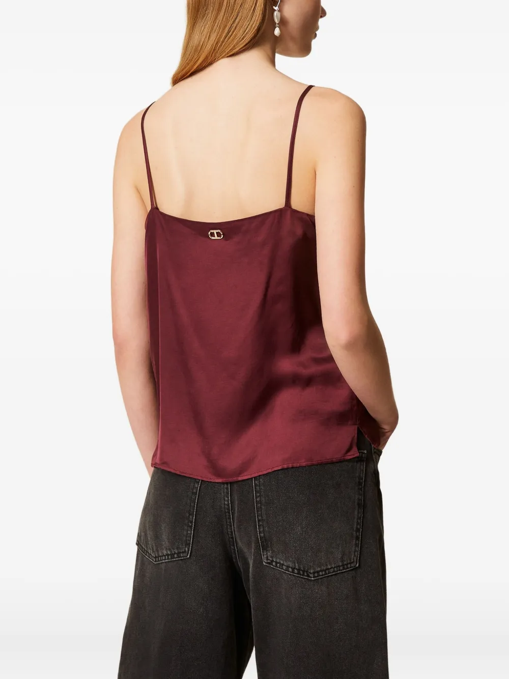 TWINSET Top met afwerking van kant Rood