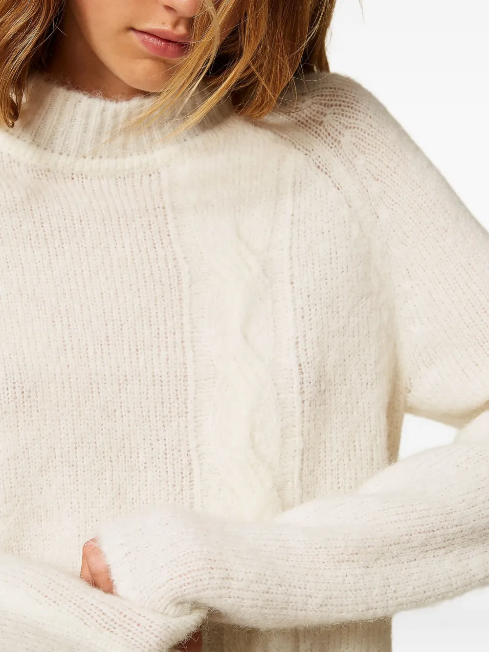 Twinset Turtleneck Cable-knit Sweater In White