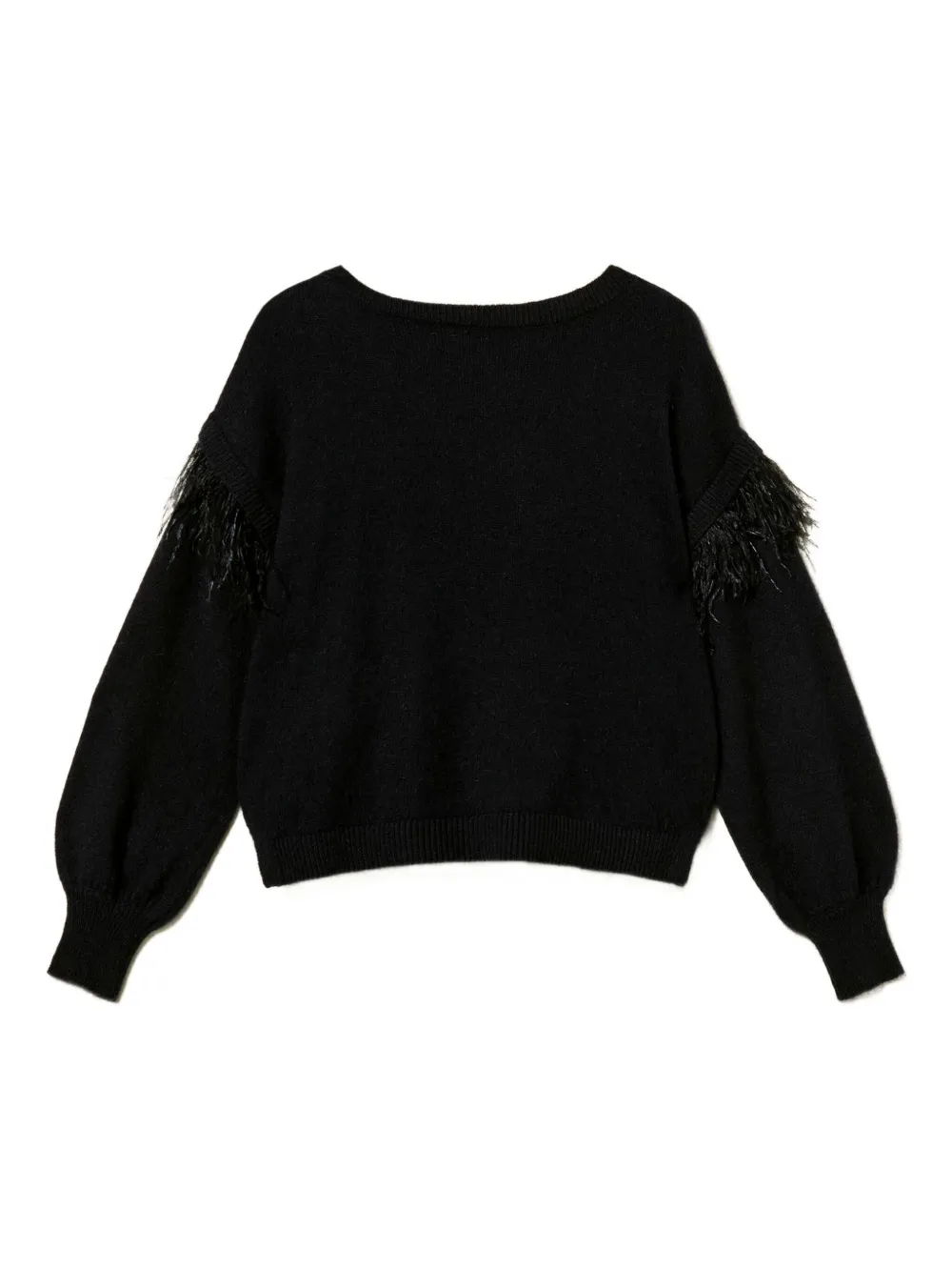 Twinset Feather-trim Sweater In Black