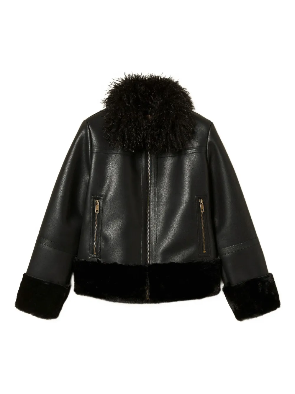 TWINSET Jas van imitatieleer Zwart