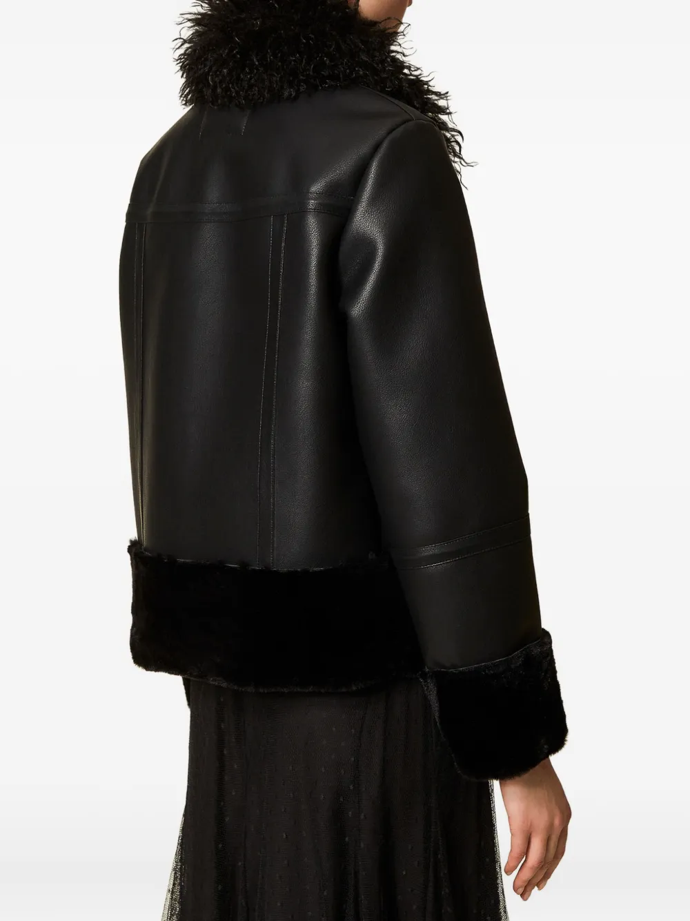 TWINSET Jas van imitatieleer Zwart