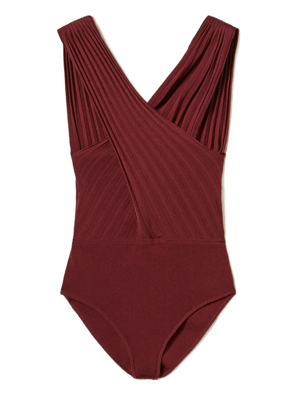 TWINSET Gekruiste geribbelde top Rood