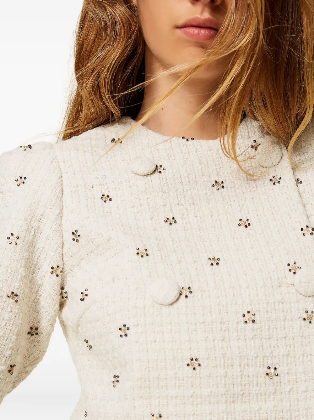 TWINSET Jack verfraaid met bouclé textuur Wit