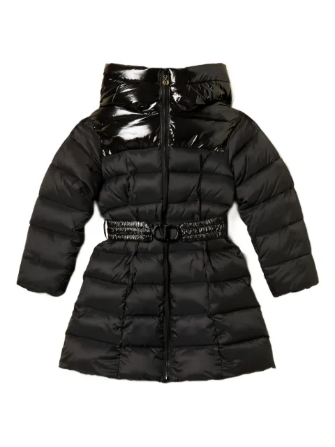 TWINSET Kids shiny-panel belted puffer coat