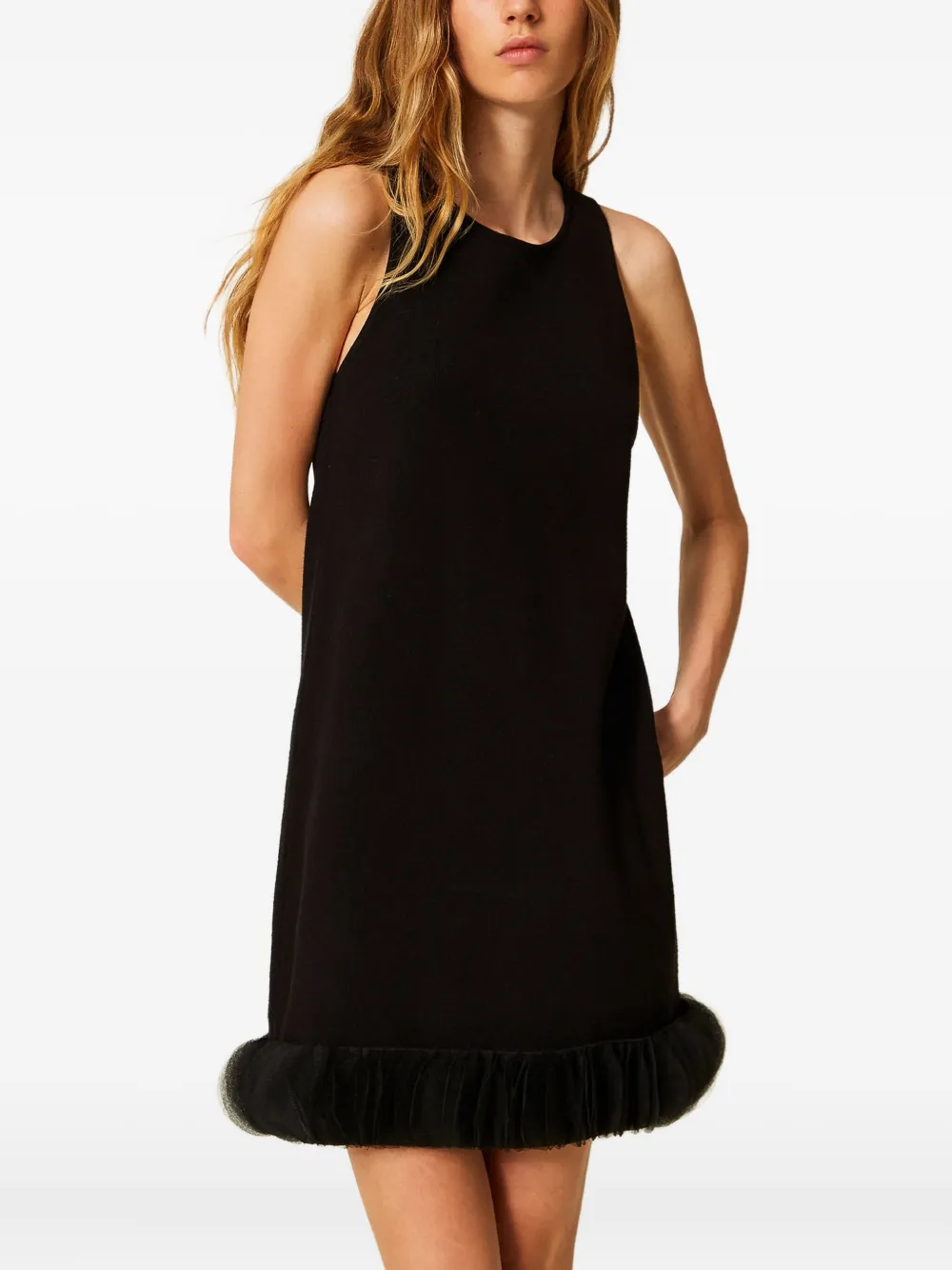 TWINSET Mini-jurk met tulen afwerking - Zwart