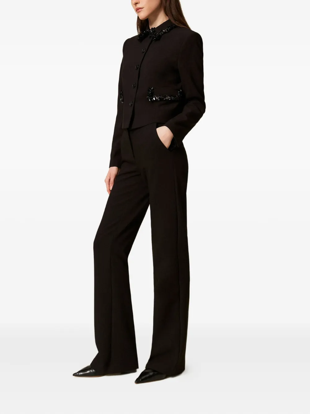 Twinset Flared Side-pocket Trousers In Black