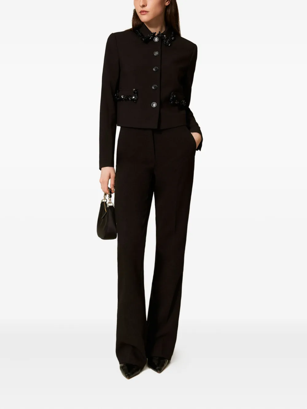 TWINSET Flared broek met zijzak - Zwart