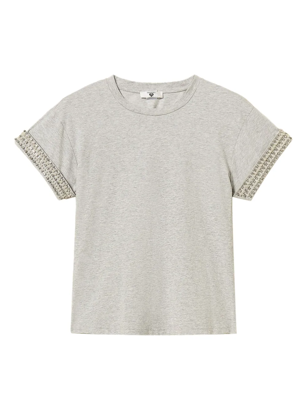 TWINSET T-shirt verfraaid met stras en parel Grijs