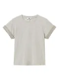 TWINSET pearl-rhinestone embellished T-shirt - Grey