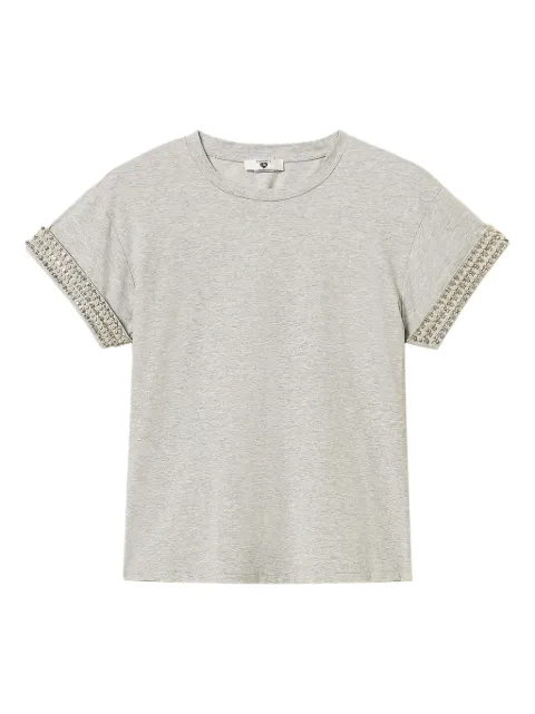TWINSET playera con detalles de strass y perlas